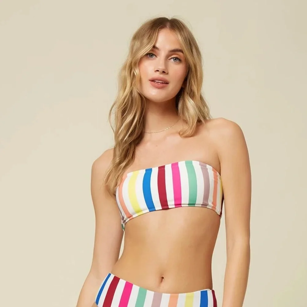 O’Neill Cascada Stripe Bandeau Swim Top